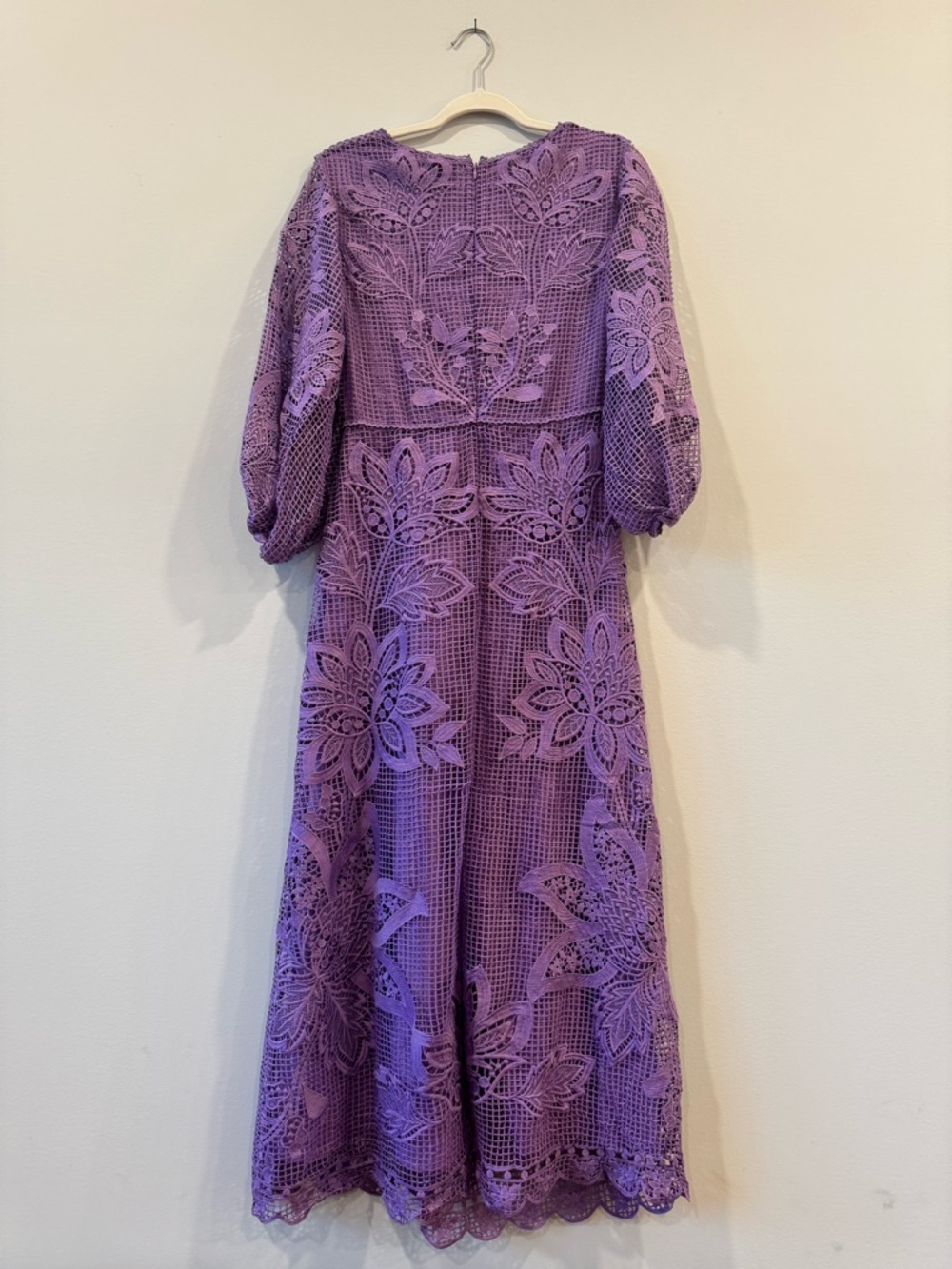 FARM Rio Lavender purple Floral Crochet Maxi Dress with Side Cutout medium m - Picture 8 of 13